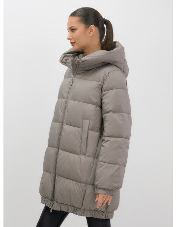 Женская зимняя куртка с капюшоном на резинке, утеплённая, больших размеров.