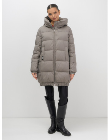 Женская зимняя куртка с капюшоном на резинке, утеплённая, больших размеров.