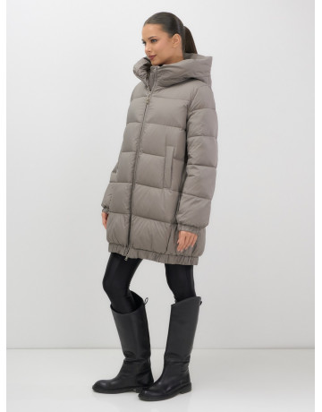 Женская зимняя куртка с капюшоном на резинке, утеплённая, больших размеров.