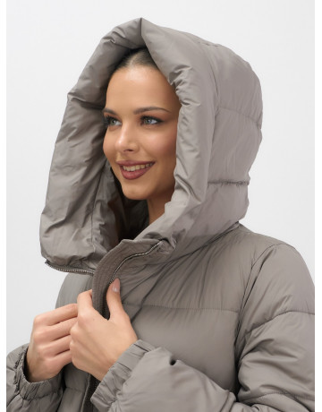 Женская зимняя куртка с капюшоном на резинке, утеплённая, больших размеров.