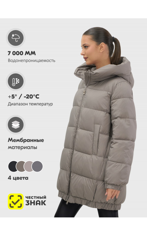 Женская зимняя куртка с капюшоном на резинке, утеплённая, больших размеров.