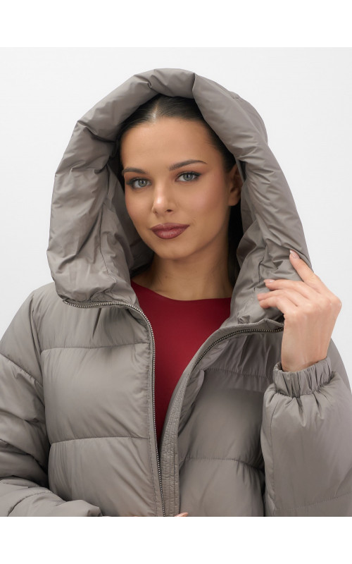 Женская зимняя куртка с капюшоном на резинке, утеплённая, больших размеров.