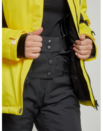 Женская горнолыжная куртка цвет жёлтый с черным, зима.