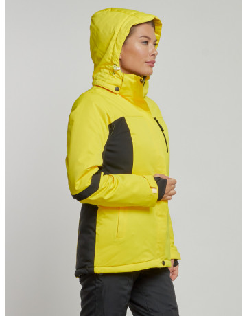 Женская горнолыжная куртка цвет жёлтый с черным, зима.