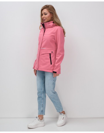 Женская спортивная ветровка с капюшоном softshell, розовая