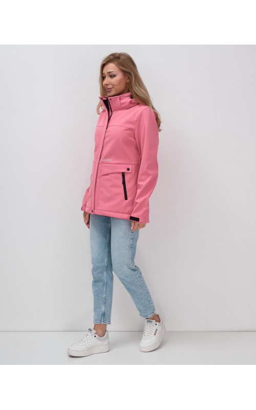Женская спортивная ветровка с капюшоном softshell, розовая