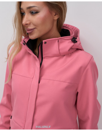 Женская спортивная ветровка с капюшоном softshell, розовая