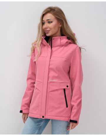 Женская спортивная ветровка с капюшоном softshell, розовая