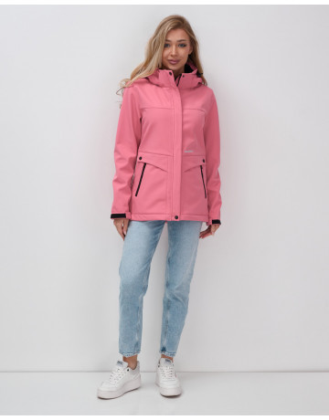 Женская спортивная ветровка с капюшоном softshell, розовая