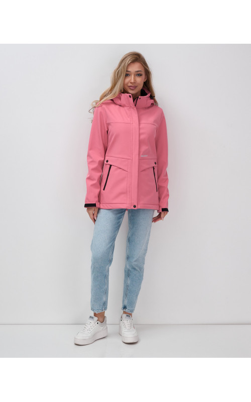 Женская спортивная ветровка с капюшоном softshell, розовая