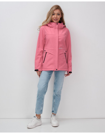 Женская спортивная ветровка с капюшоном softshell, розовая