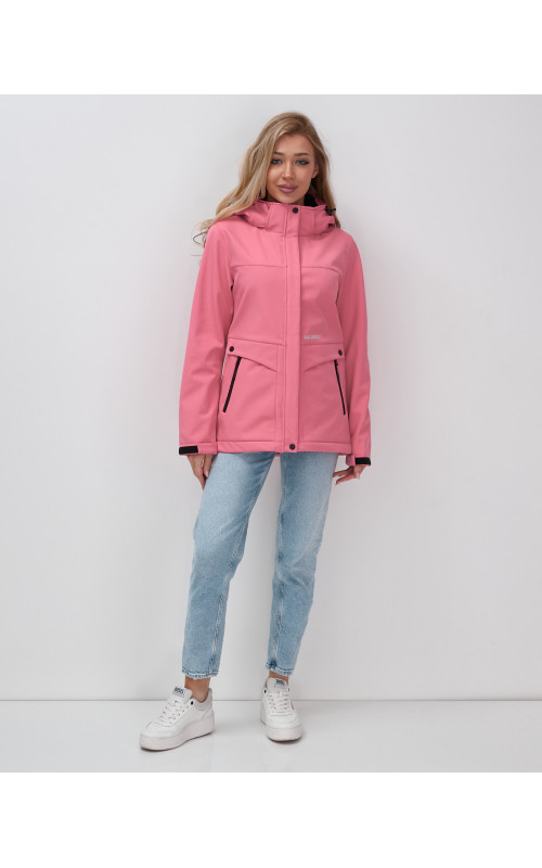 Женская спортивная ветровка с капюшоном softshell, розовая