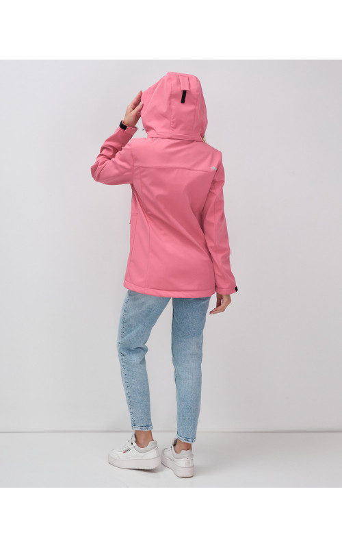 Женская спортивная ветровка с капюшоном softshell, розовая