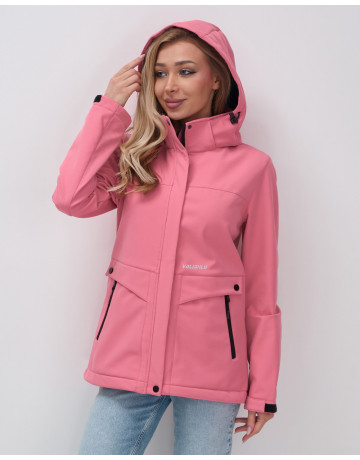 Женская спортивная ветровка с капюшоном softshell, розовая