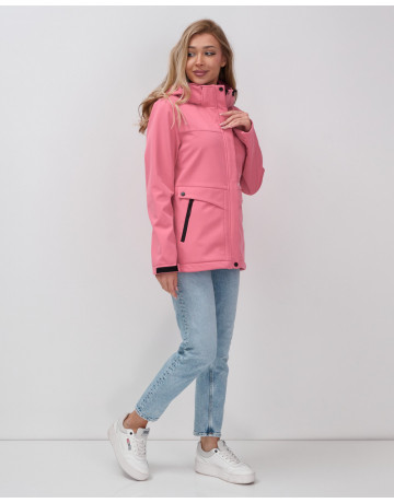 Женская спортивная ветровка с капюшоном softshell, розовая