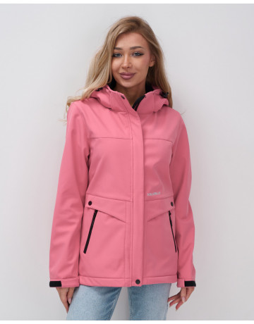Женская спортивная ветровка с капюшоном softshell, розовая