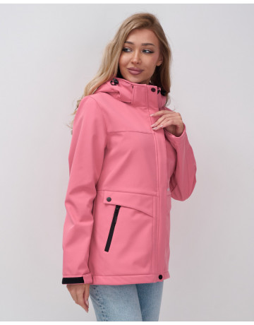 Женская спортивная ветровка с капюшоном softshell, розовая