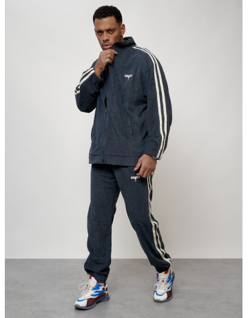 Мужской спортивный костюм из микровельвета, тёмно-серый, для спорта.