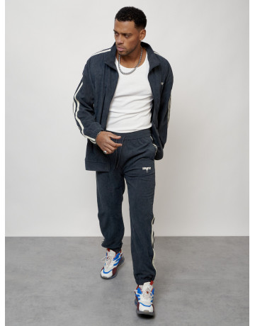 Мужской спортивный костюм из микровельвета, тёмно-серый, для спорта.