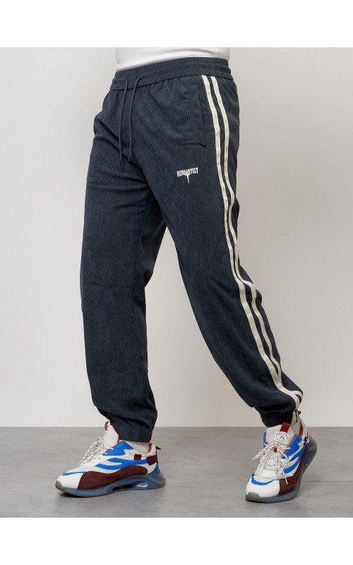 Мужской спортивный костюм из микровельвета, тёмно-серый, для спорта.