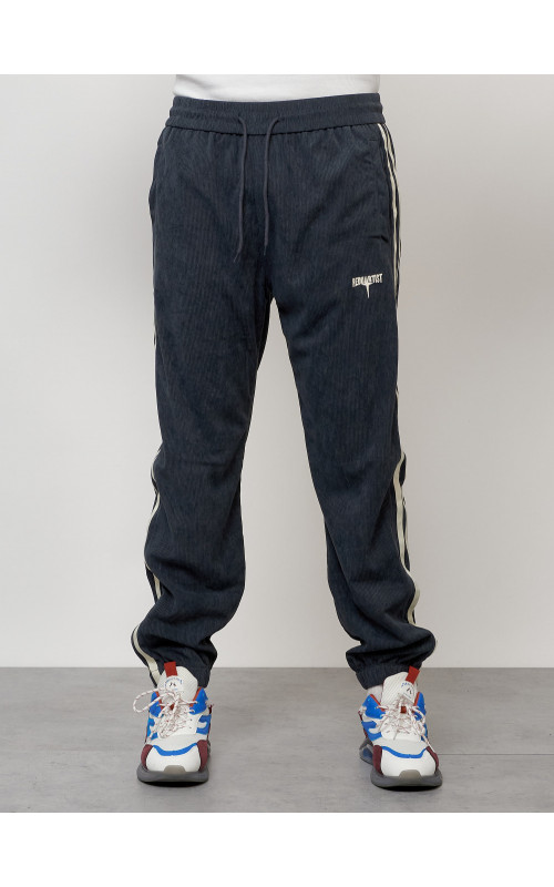 Мужской спортивный костюм из микровельвета, тёмно-серый, для спорта.