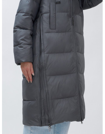 Длинный зимний пуховик с мехом песца для женщин