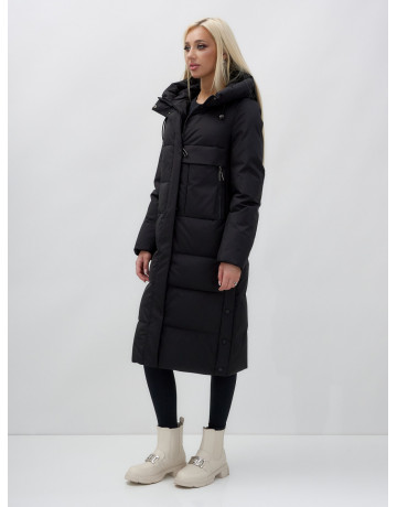 Длинный зимний пуховик с капюшоном для женщин