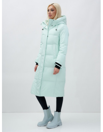 Длинный зимний пуховик для женщин с капюшоном.