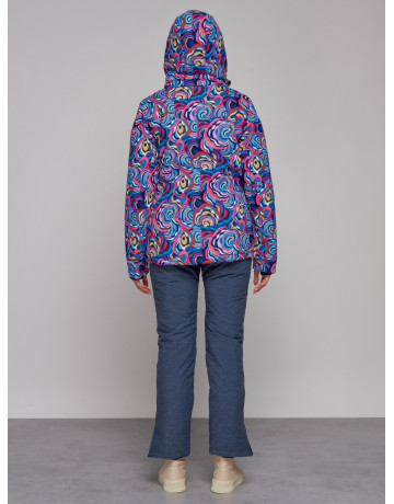 Женская горнолыжная куртка, цвет синий с принтом