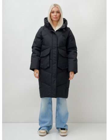 Женский длинный пуховик с капюшоном «Летучая мышь»