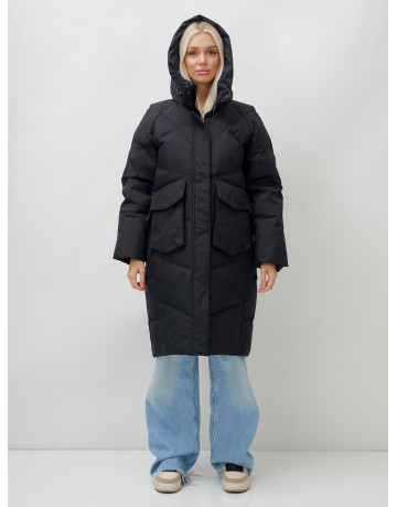 Женский длинный пуховик с капюшоном «Летучая мышь»