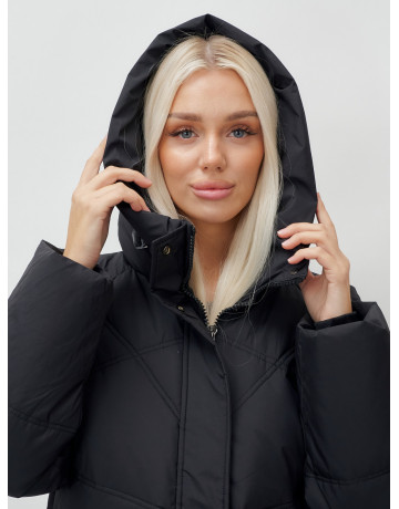 Женский длинный пуховик с капюшоном «Летучая мышь»