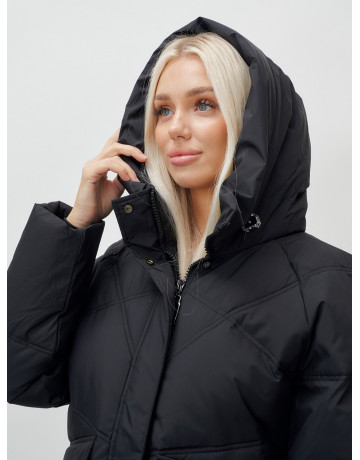 Женский длинный пуховик с капюшоном «Летучая мышь»