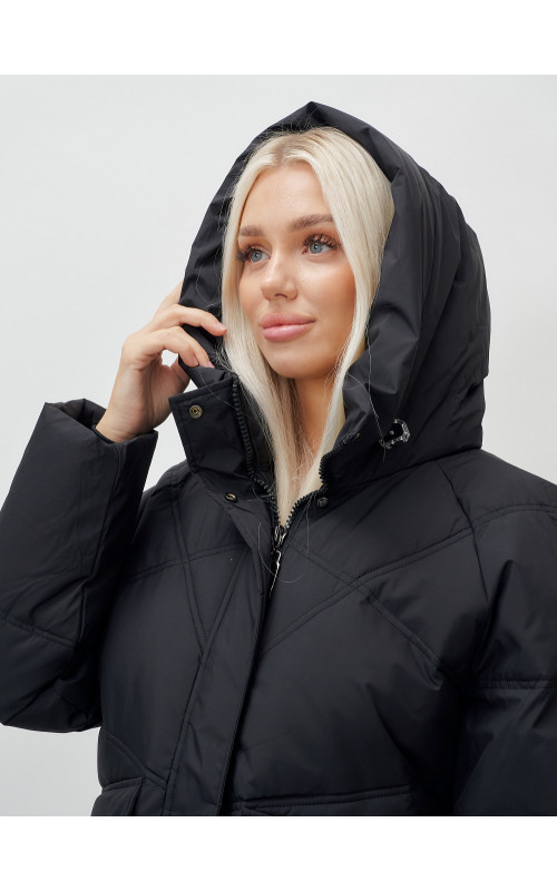 Женский длинный пуховик с капюшоном «Летучая мышь»