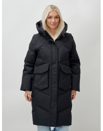 Женский длинный пуховик с капюшоном «Летучая мышь»