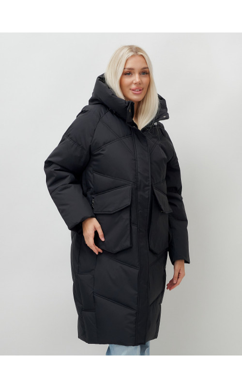 Женский длинный пуховик с капюшоном «Летучая мышь»