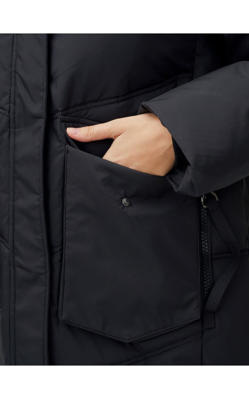 Женский длинный пуховик с капюшоном «Летучая мышь»