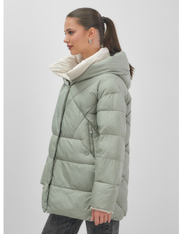 Тёплый женский пуховик с капюшоном для зимы большого размера.