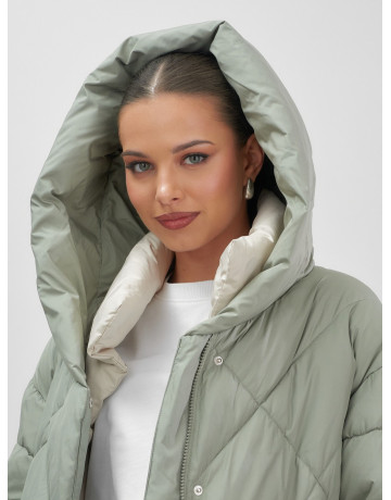 Тёплый женский пуховик с капюшоном для зимы большого размера.