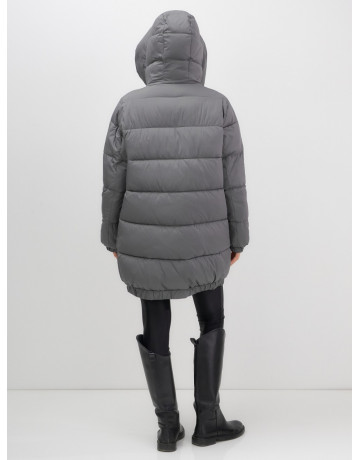 Женский зимний пуховик с капюшоном на резинке для больших размеров.