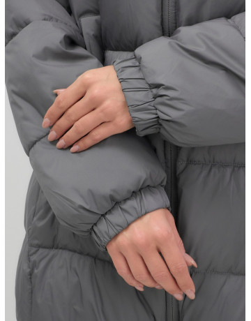 Женский зимний пуховик с капюшоном на резинке для больших размеров.