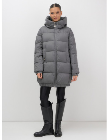 Женский зимний пуховик с капюшоном на резинке для больших размеров.