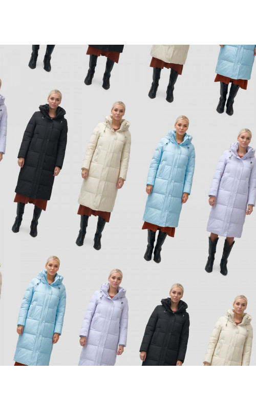 Женский длинный зимний пуховик с капюшоном