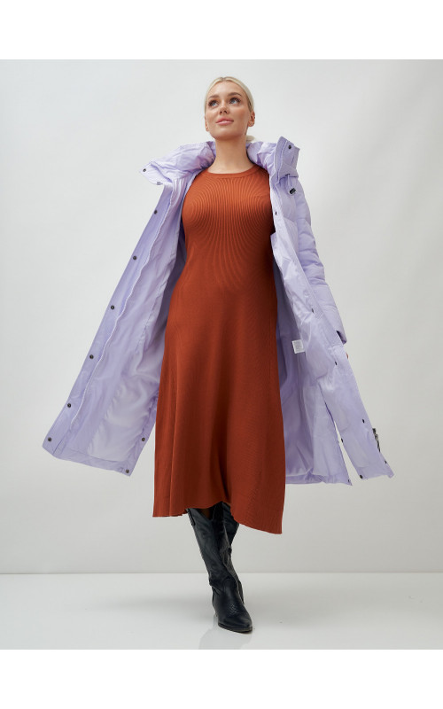 Женский длинный зимний пуховик с капюшоном