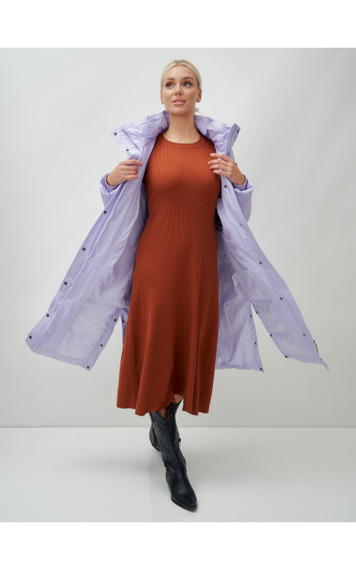 Женский длинный зимний пуховик с капюшоном