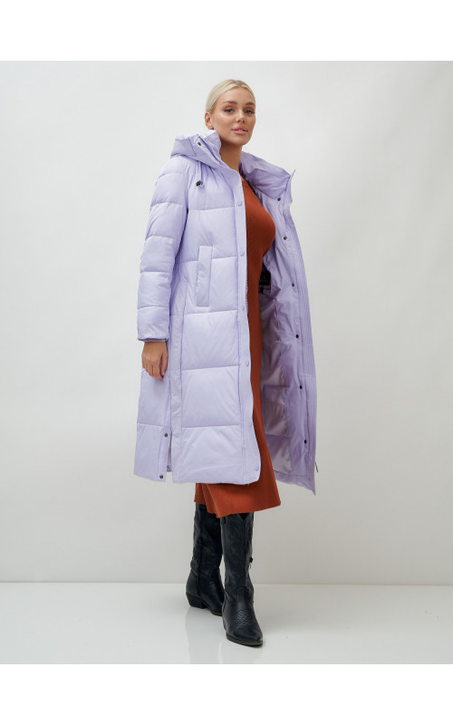 Женский длинный зимний пуховик с капюшоном