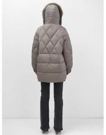 Пуховик с мехом песца для женщин, удлинённый, чёрный.