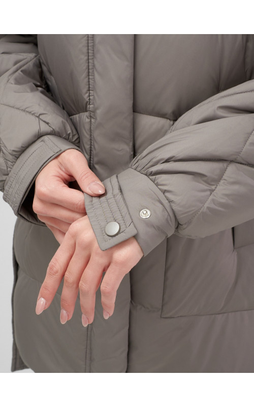 Пуховик с мехом песца для женщин, удлинённый, чёрный.