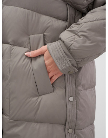 Пуховик с мехом песца для женщин, удлинённый, чёрный.