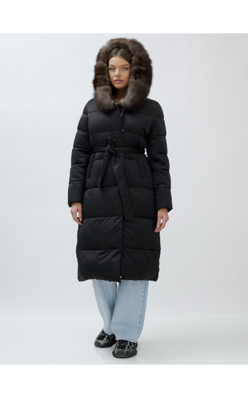 Женский зимний пуховик с мехом песца